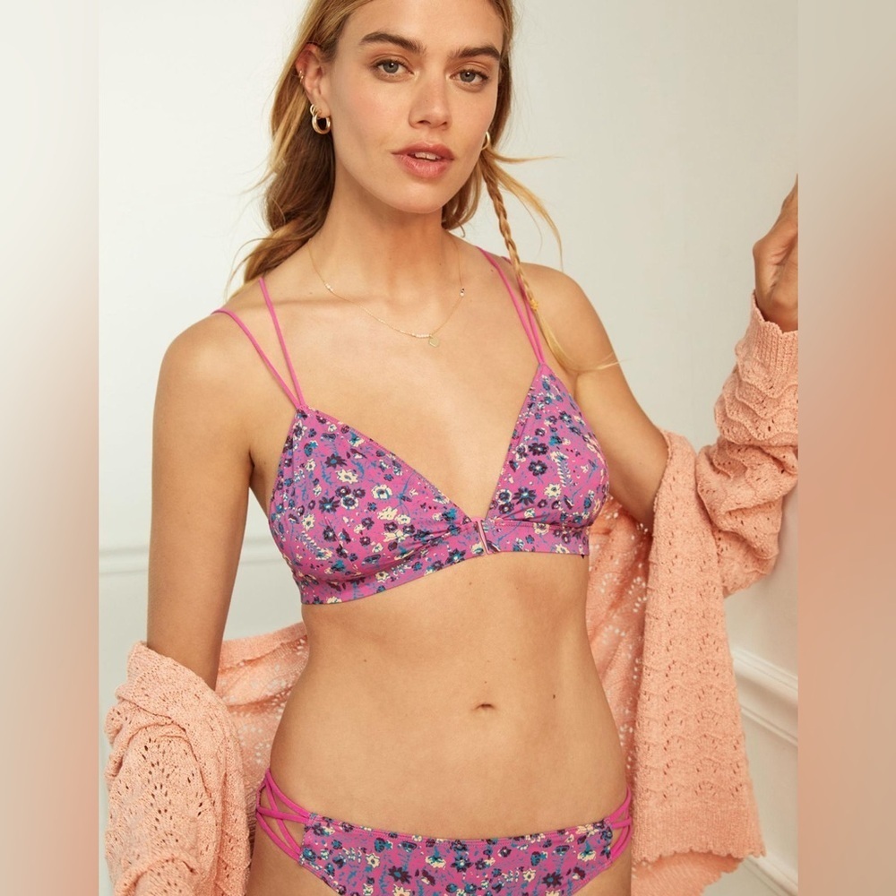 Anthropologie Floral Strappy Bralette, Size L